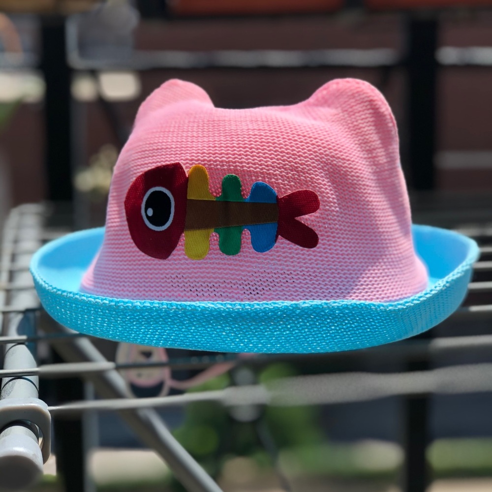 Toddler Sun Hat with Fish Appliqué about 2y/o